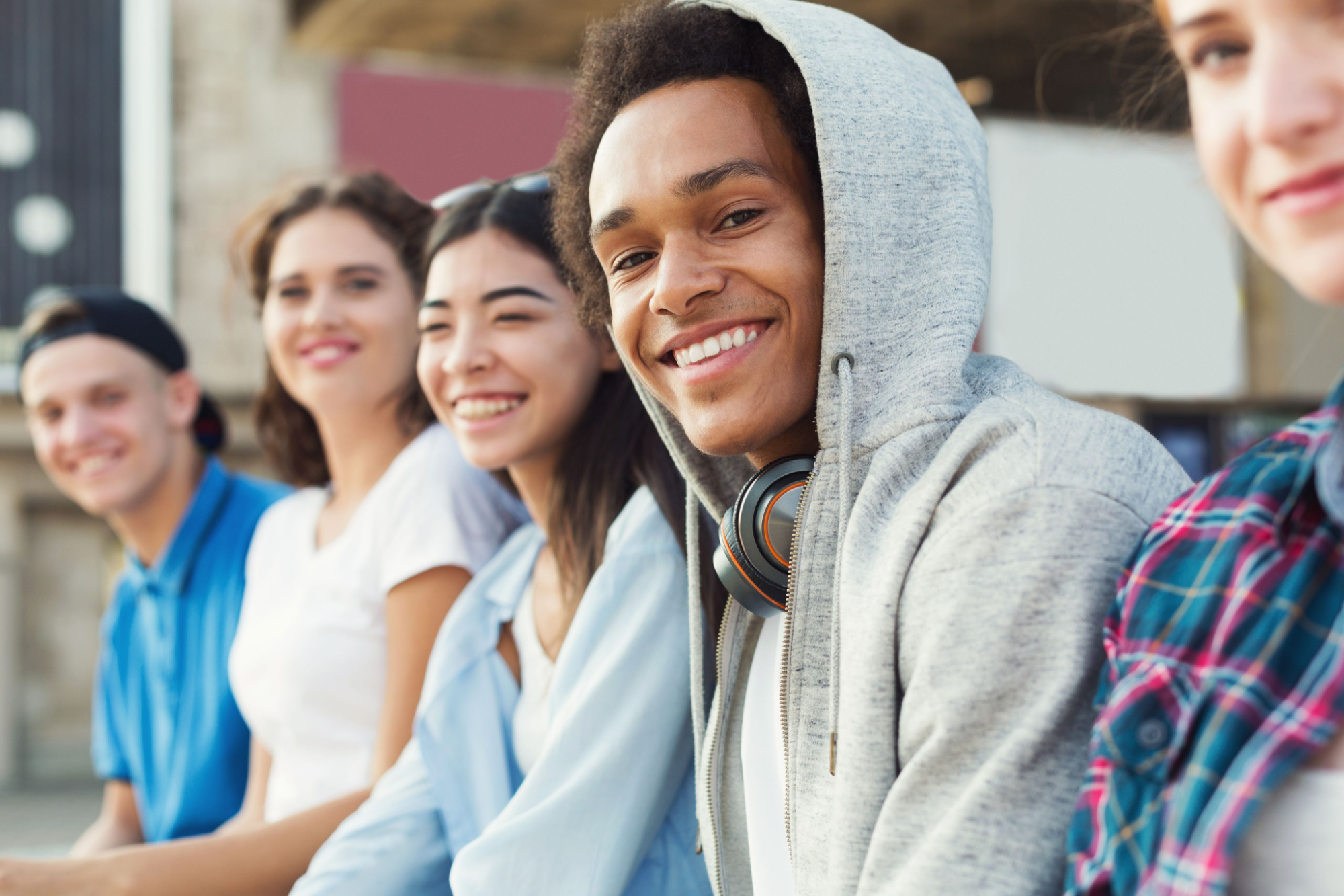 group of teens smiling