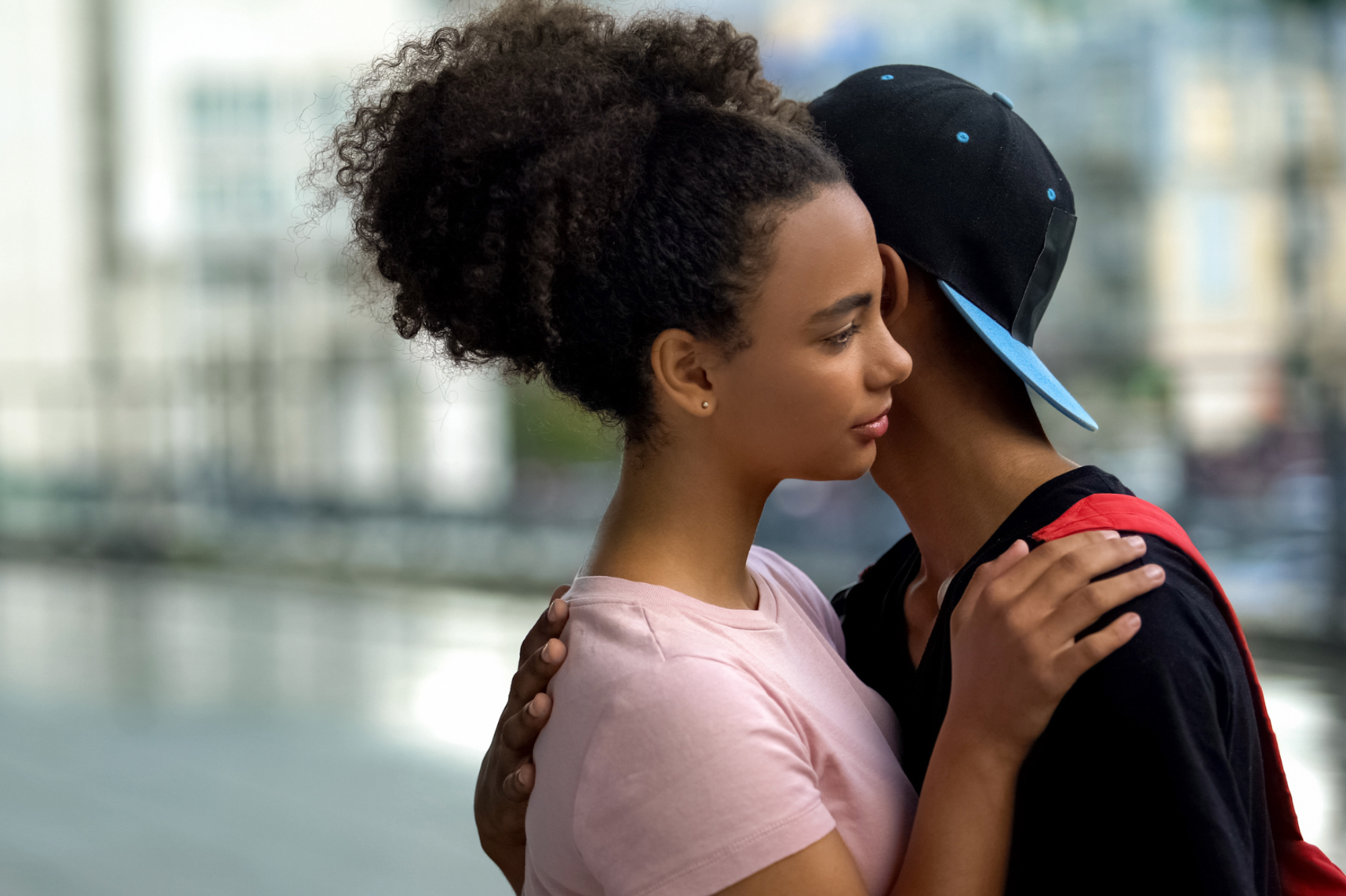 young couple hugging